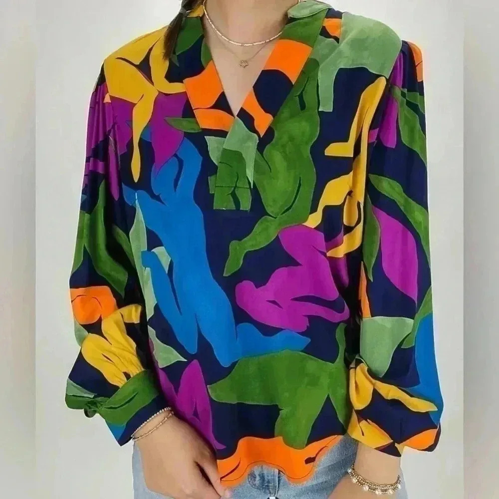 FRNCH Paris Felia Colorful Blouse Size Small